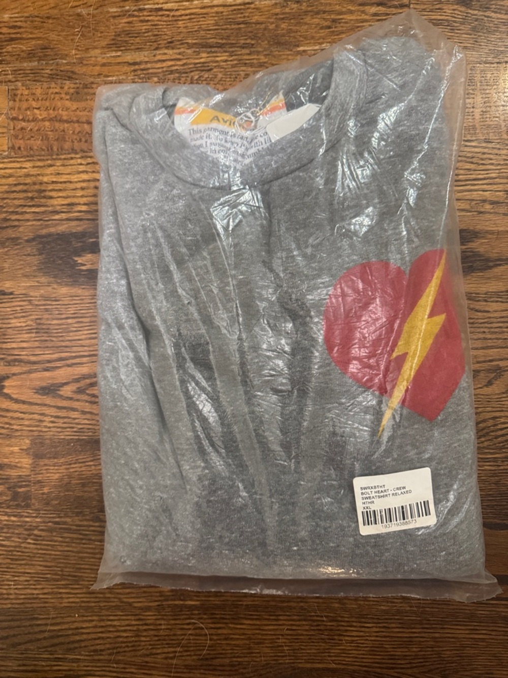 Aviator Nation/Heather Gray/Unisex Sweatshirt/Bolt Heart Crew/NEW! SEALED! - Picture 5 of 14